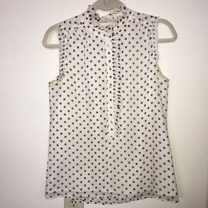 jcrew silk sleeveless polka dot top